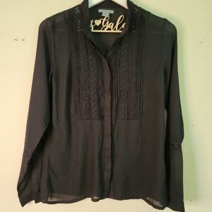 {3/$20} H&M Sheer Black Long-Sleeved Blouse